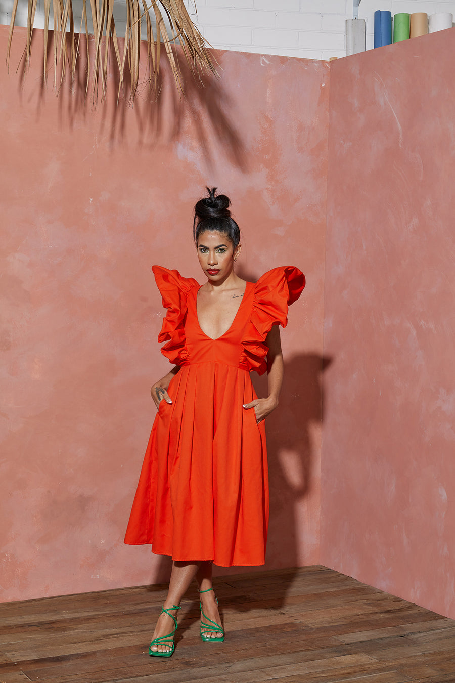 Orange Ruffle Dress