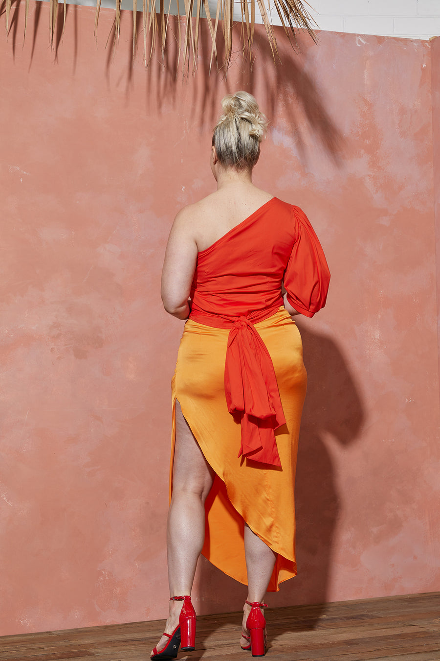 Orange Side-Slit Skirt