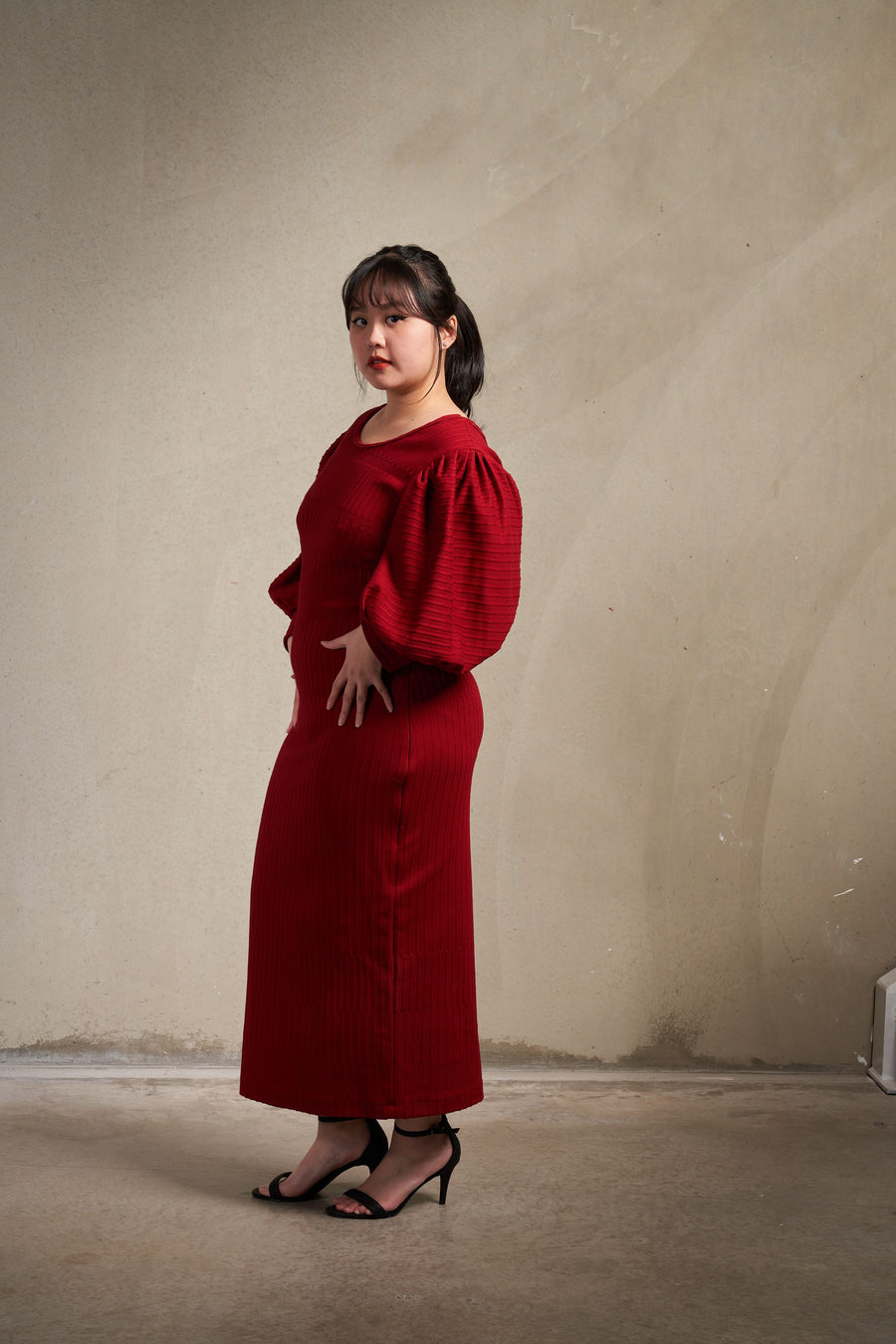 Burgundy Twist Back Dress