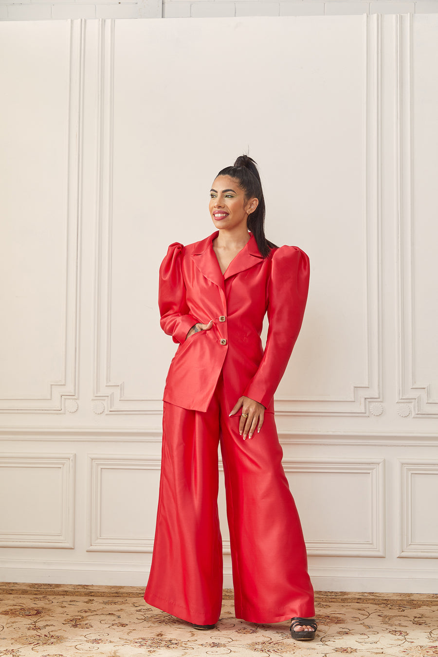 Red Silk Trousers