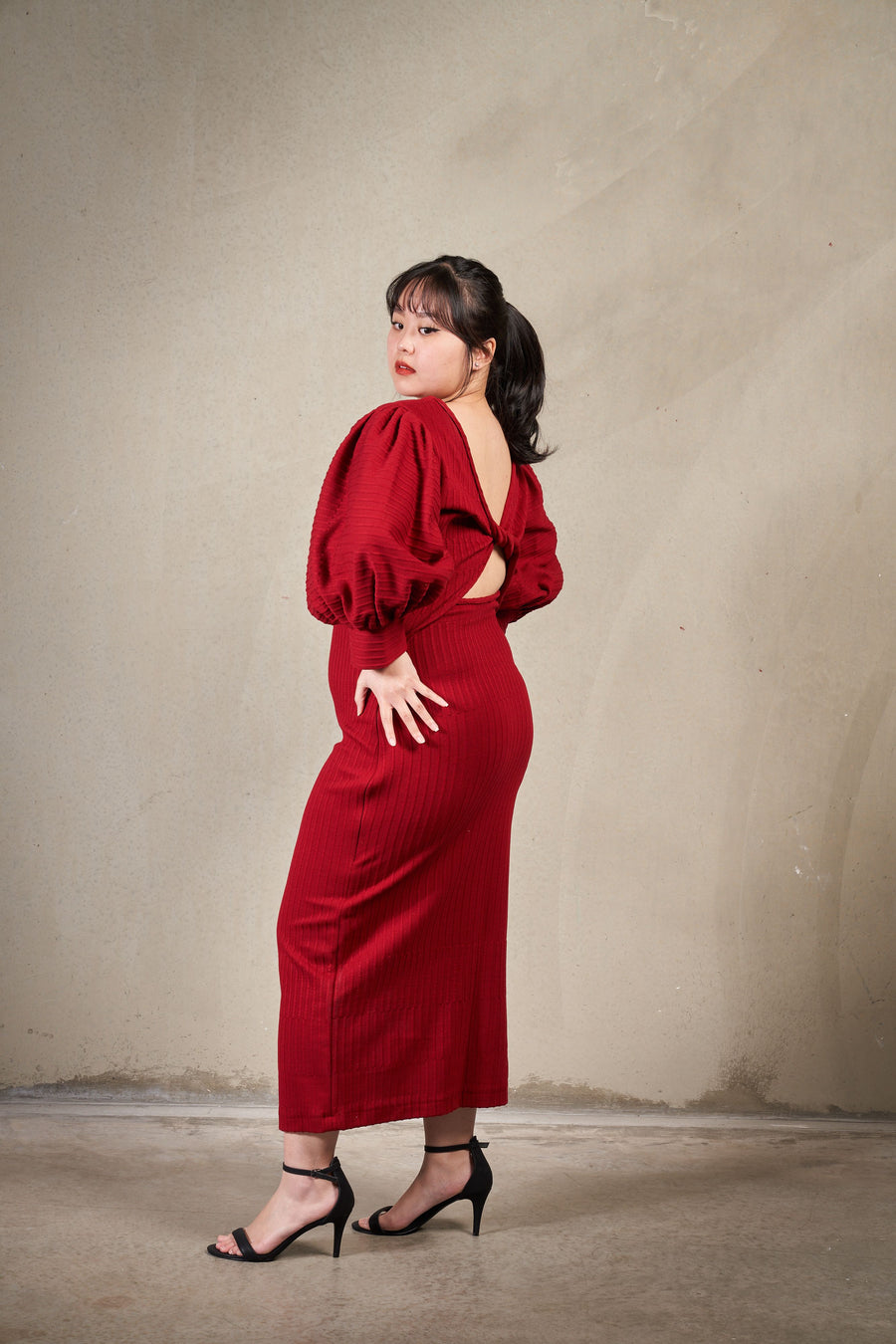 Burgundy Twist Back Dress