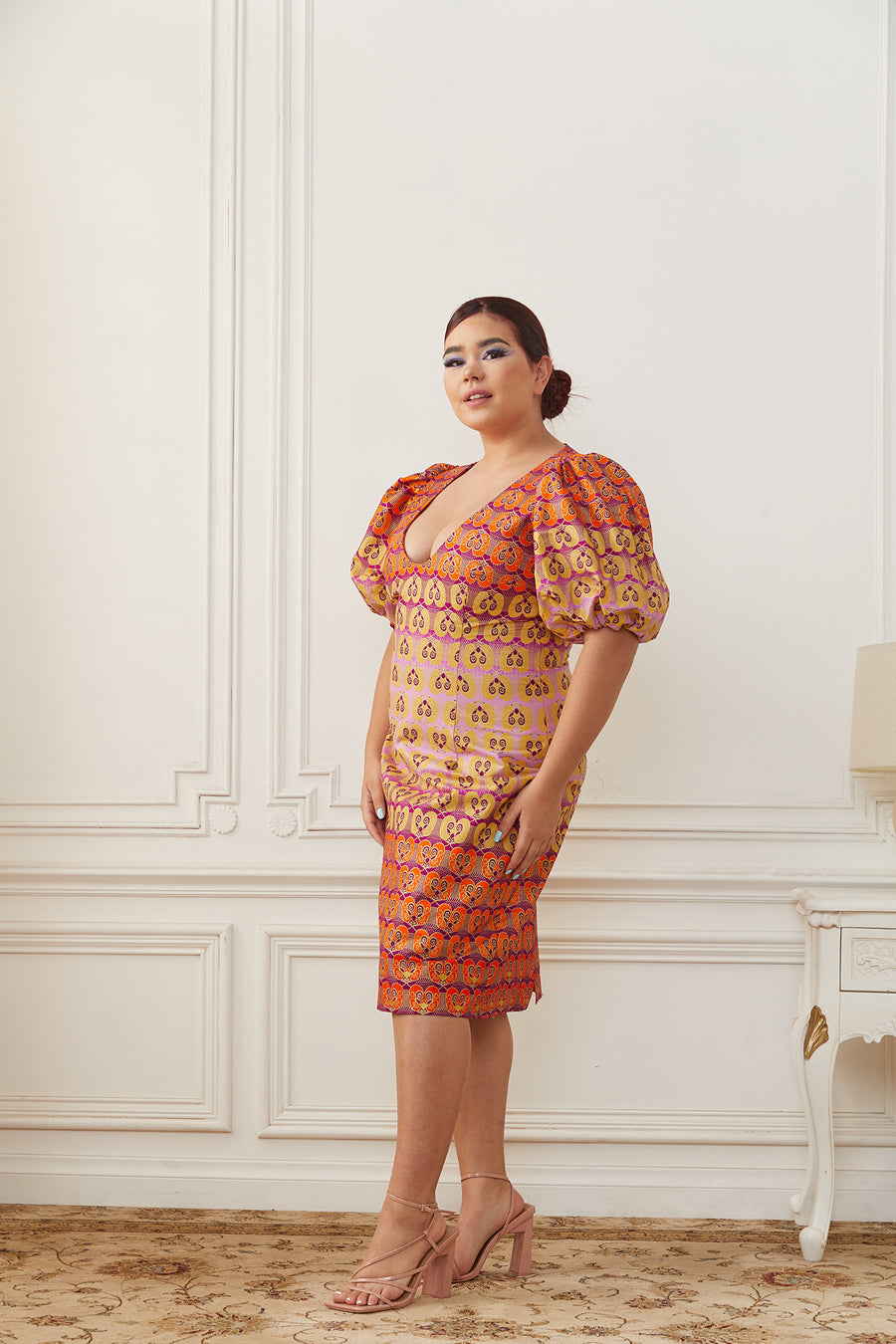 Pencil Dress with Puffy Sleeves