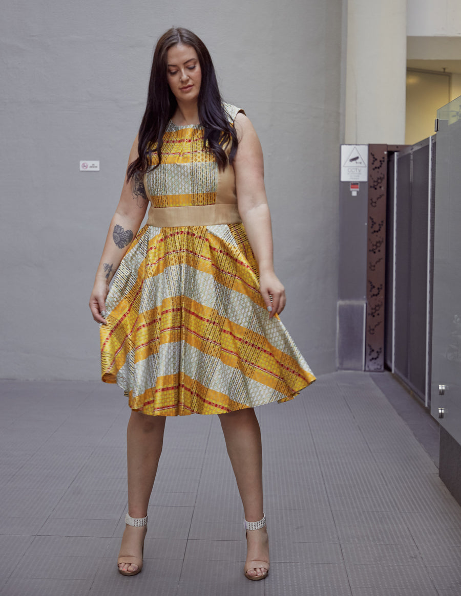 Yellow Gold Checkered Dress