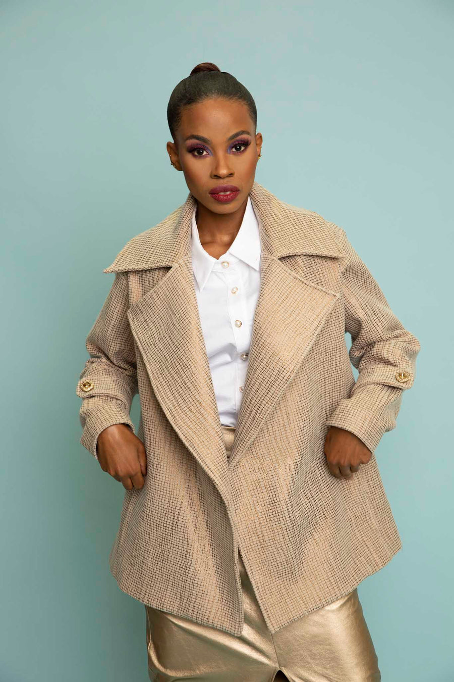 Gold Laminated Wool Jacket