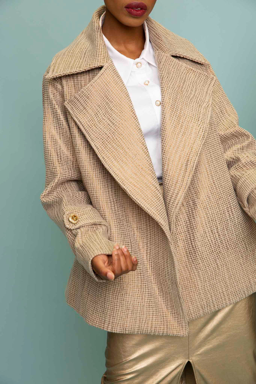 Gold Laminated Wool Jacket