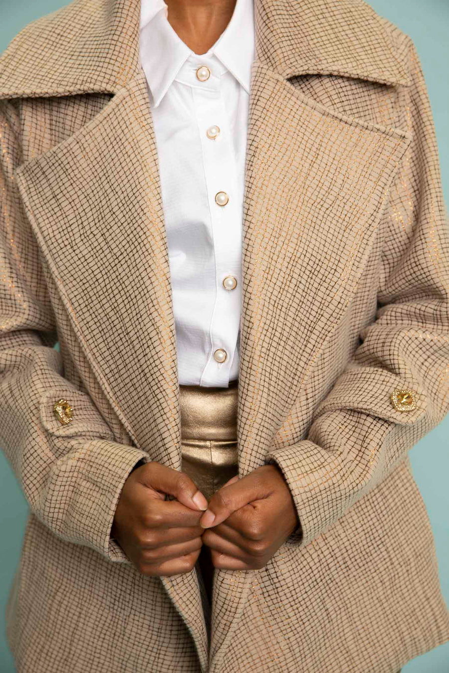 Gold Laminated Wool Jacket