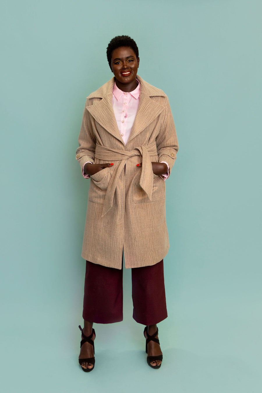 Gold Laminated Italian Wool Coat