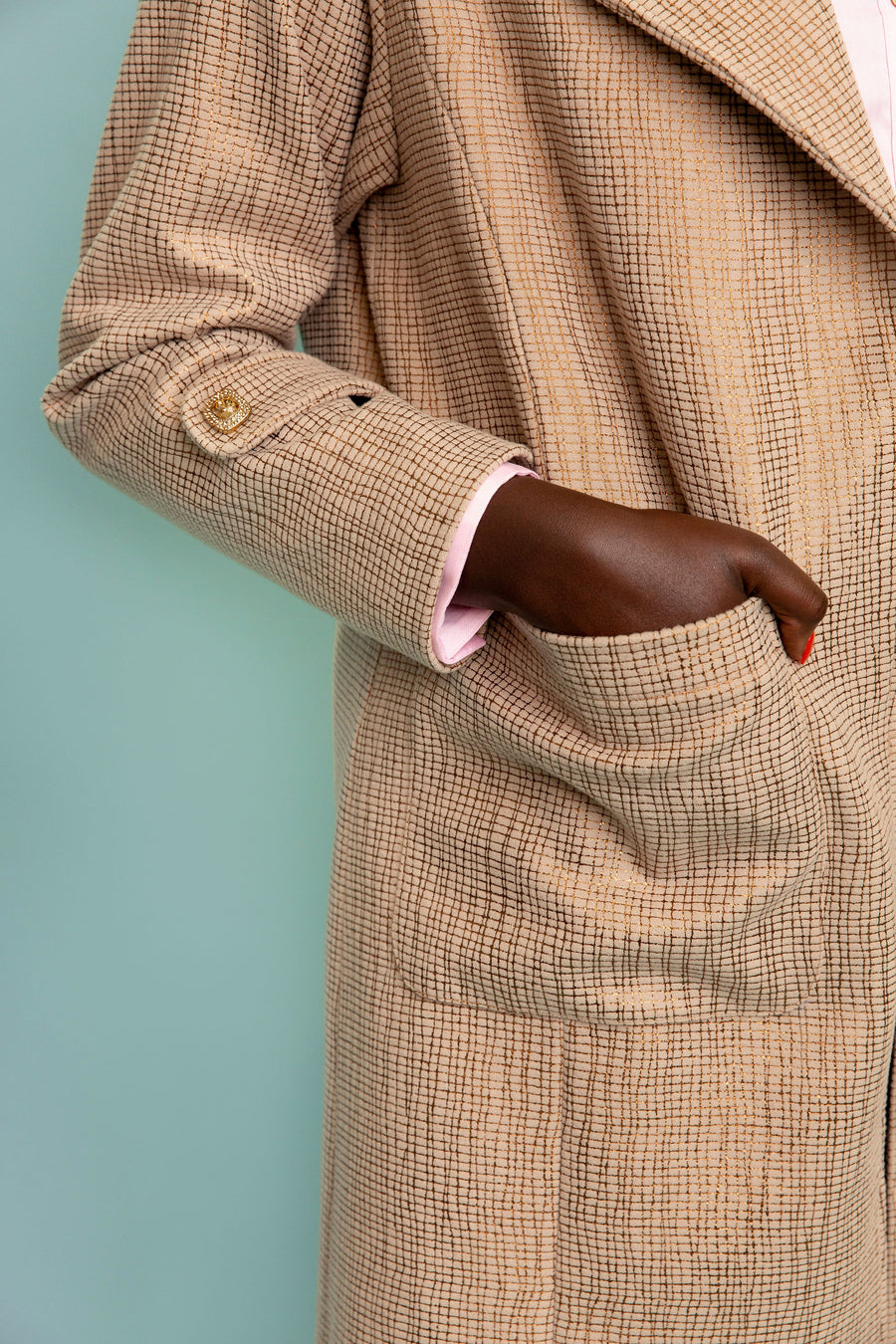 Gold Laminated Italian Wool Coat