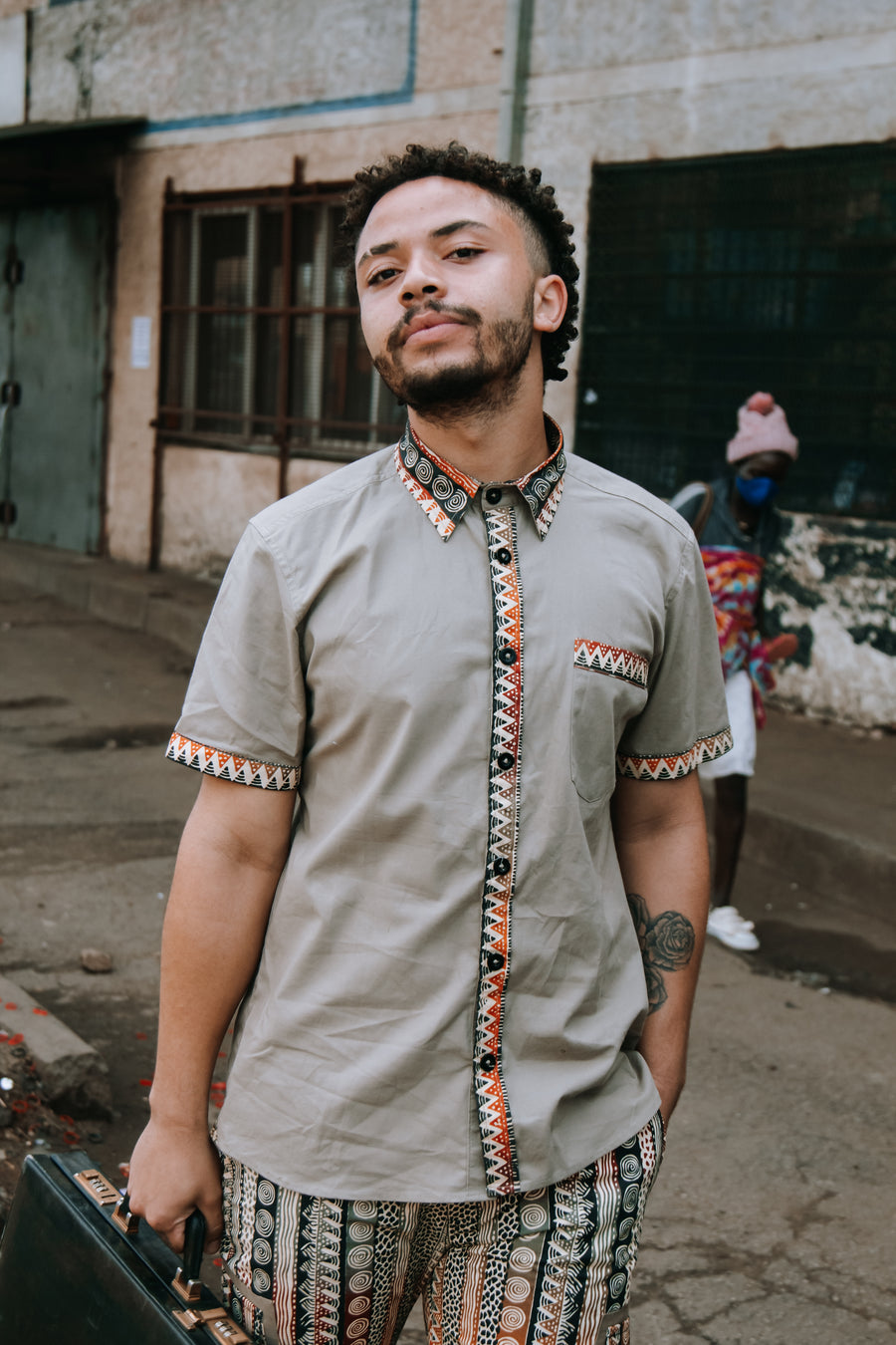 Brown Block Print Shirt